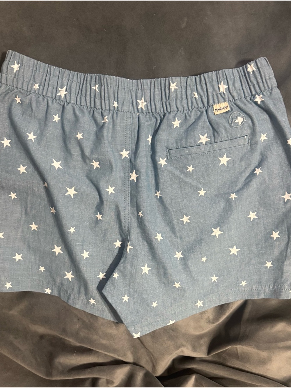 Magellan Chambray Star Print Elastic Waist Shorts